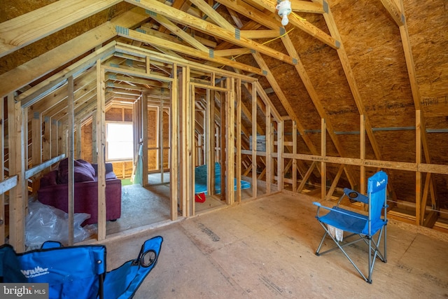 view of unfinished attic