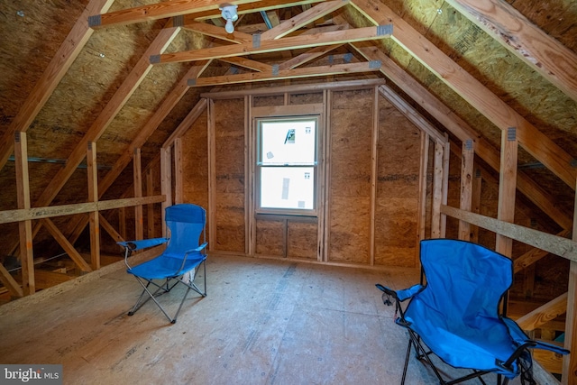 view of unfinished attic