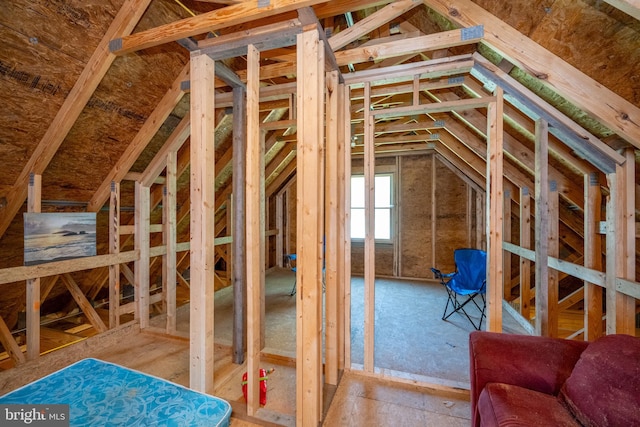 view of unfinished attic