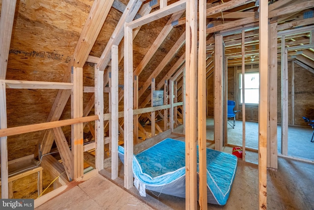 view of unfinished attic