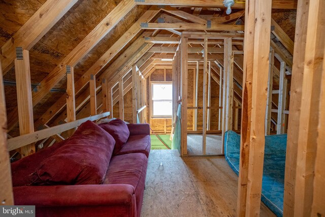 view of unfinished attic