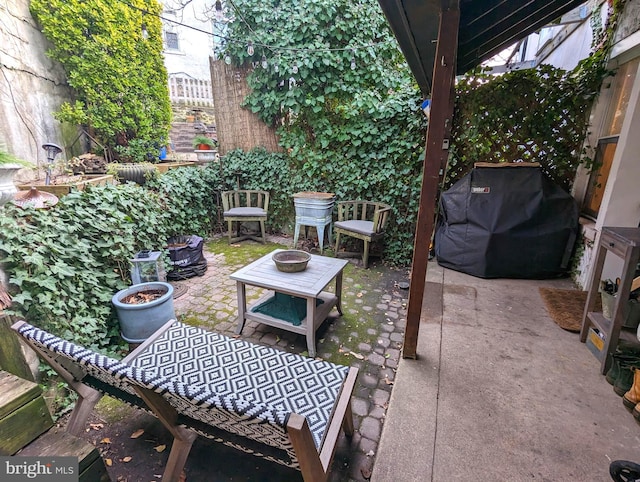 view of patio / terrace with grilling area and an outdoor fire pit