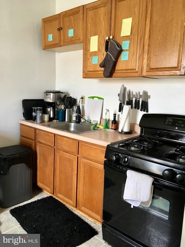 kitchen featuring black gas range and sink