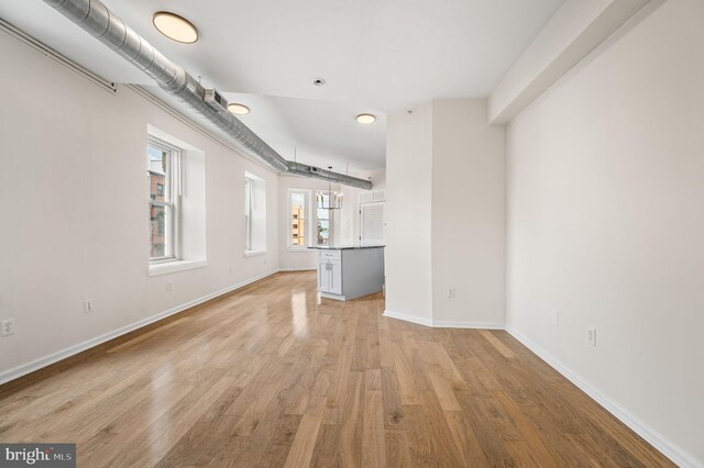 unfurnished living room with light hardwood / wood-style flooring