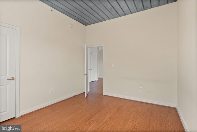 spare room featuring light hardwood / wood-style flooring