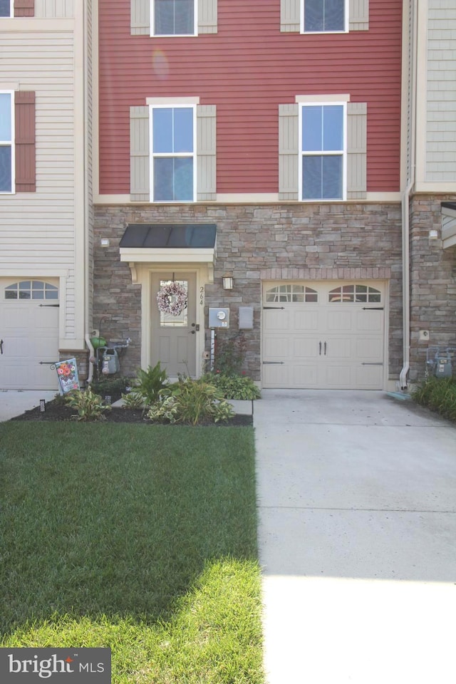 exterior space with a garage