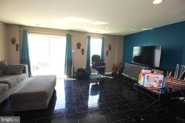 view of tiled living room