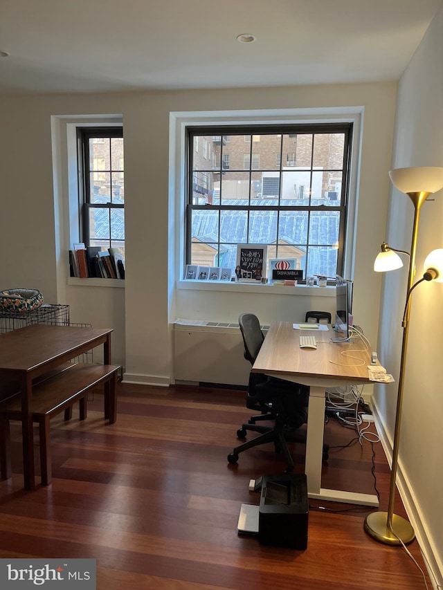 office featuring dark wood-type flooring