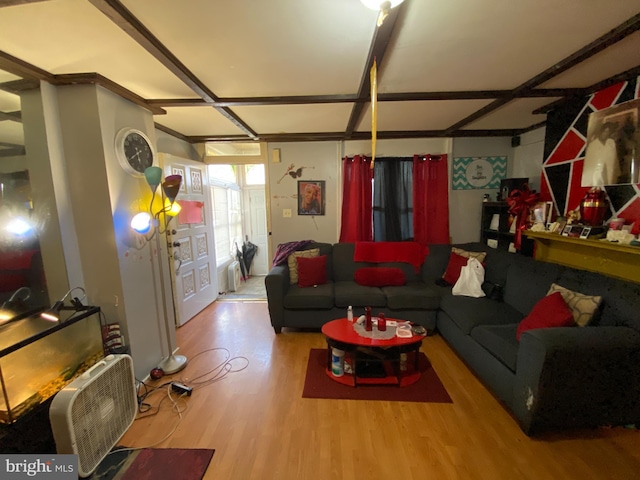 living area featuring wood finished floors