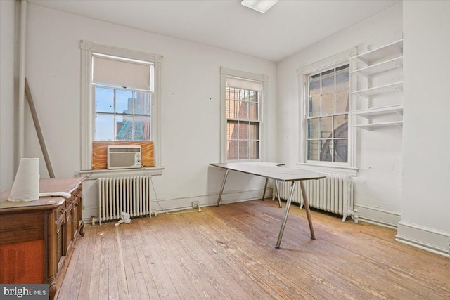 misc room with light hardwood / wood-style floors and radiator