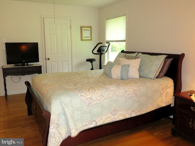 bedroom featuring dark hardwood / wood-style flooring