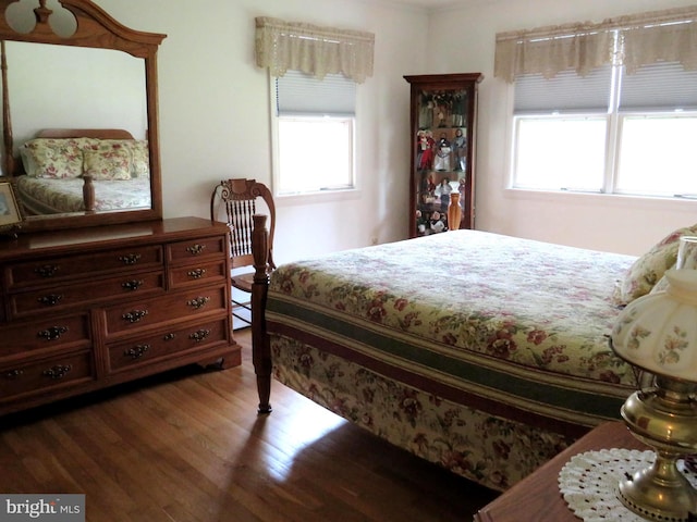 bedroom featuring multiple windows and hardwood / wood-style floors