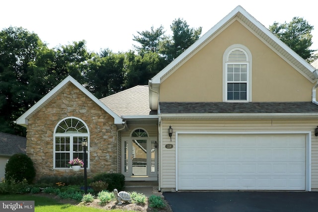 front facade with a garage