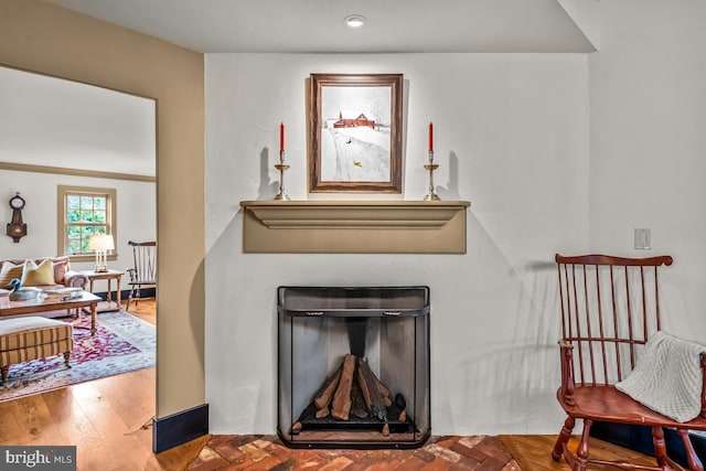 living area featuring hardwood / wood-style flooring