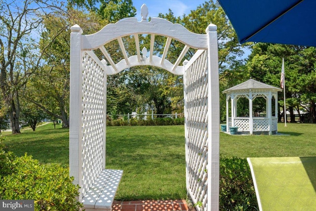 exterior space featuring a gazebo