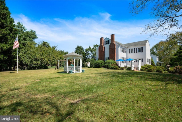 view of yard with a gazebo