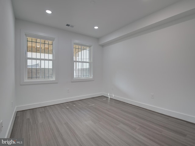 empty room featuring light wood-type flooring