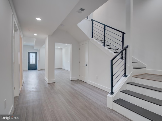 interior space with light hardwood / wood-style floors