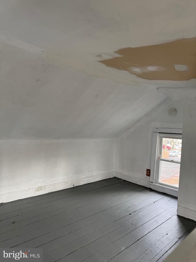 bonus room featuring vaulted ceiling and wood finished floors