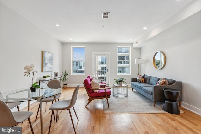 living room featuring light hardwood / wood-style floors