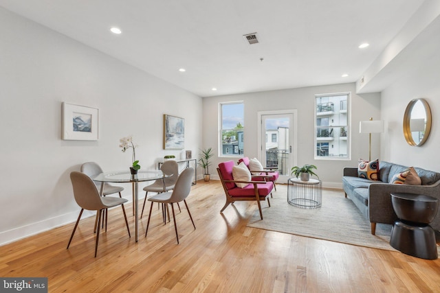 living room featuring light wood-type flooring