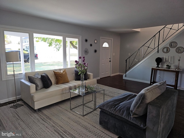 living room featuring hardwood / wood-style flooring and plenty of natural light