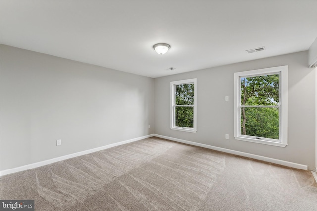 empty room with a healthy amount of sunlight and light carpet