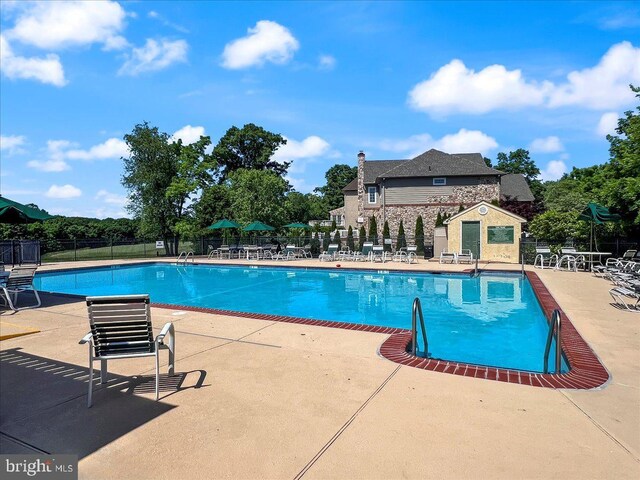 view of pool featuring a patio