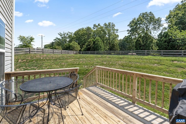 deck with a lawn