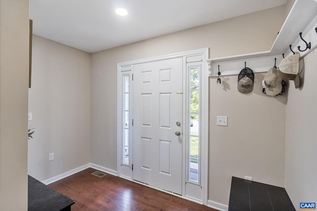 entryway featuring dark hardwood / wood-style flooring and plenty of natural light