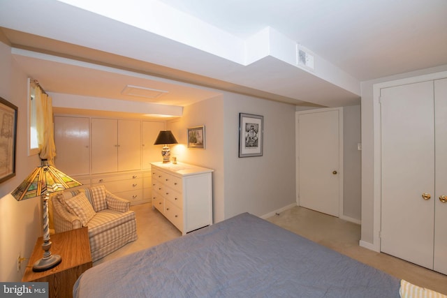 bedroom with visible vents and baseboards