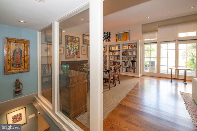 interior space with recessed lighting and wood finished floors