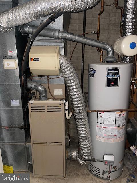 utility room with gas water heater