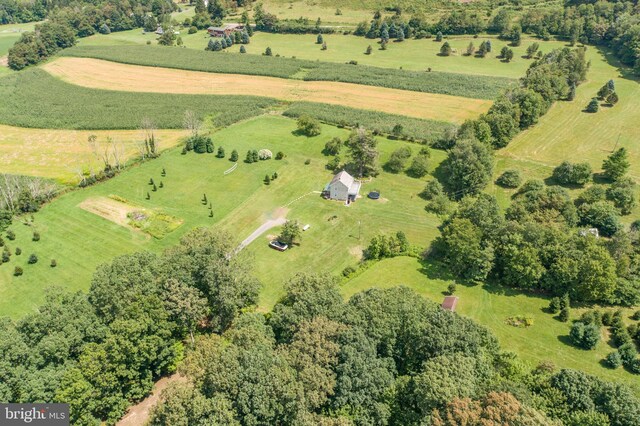 aerial view featuring a rural view