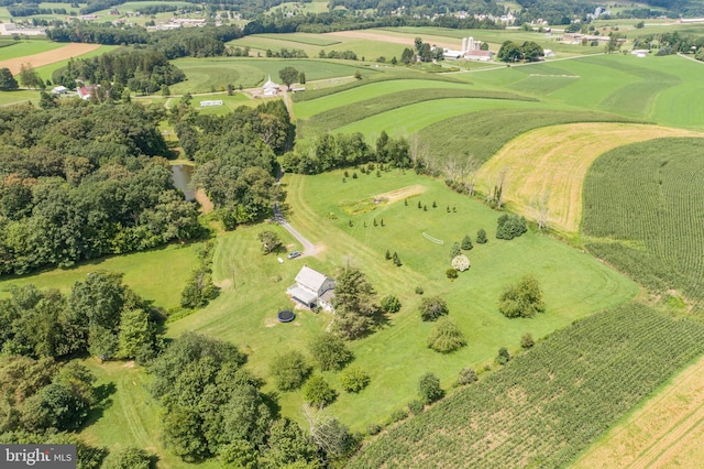 drone / aerial view with a rural view