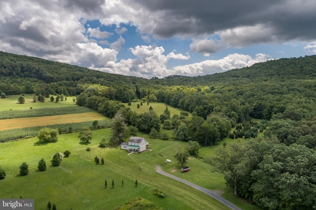 birds eye view of property featuring a rural view