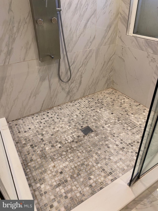 full bathroom featuring a shower stall