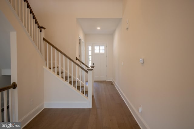 entrance foyer featuring dark hardwood / wood-style flooring