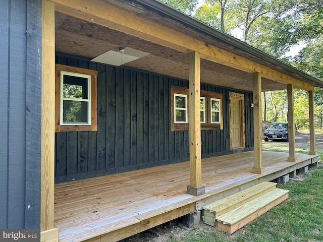 wooden terrace with covered porch