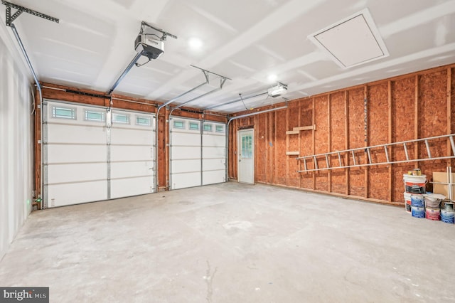 garage with a garage door opener