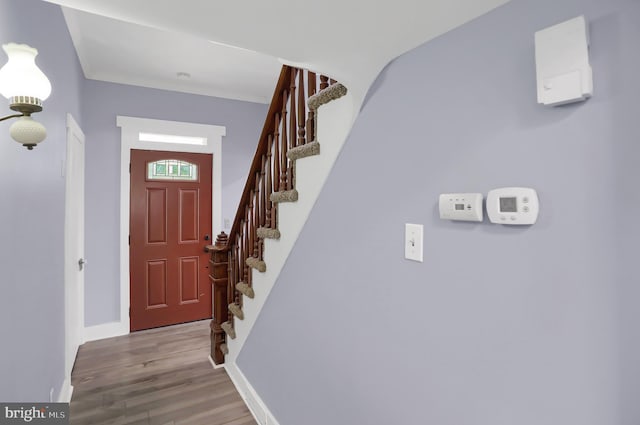 foyer featuring wood-type flooring