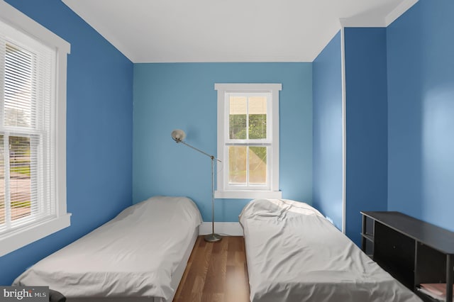 bedroom featuring dark wood-type flooring