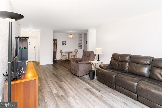 living room with hardwood / wood-style floors