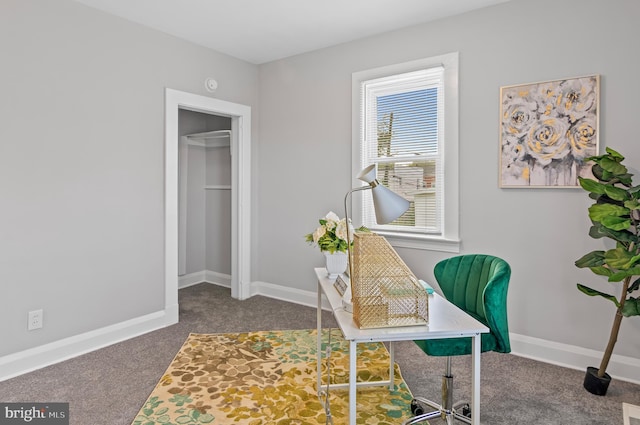 home office featuring carpet floors