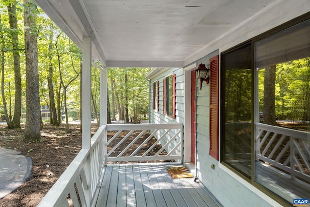 deck featuring covered porch