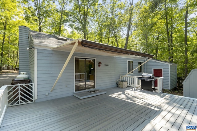 wooden terrace with grilling area