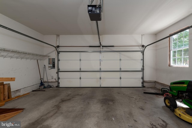 garage with a garage door opener