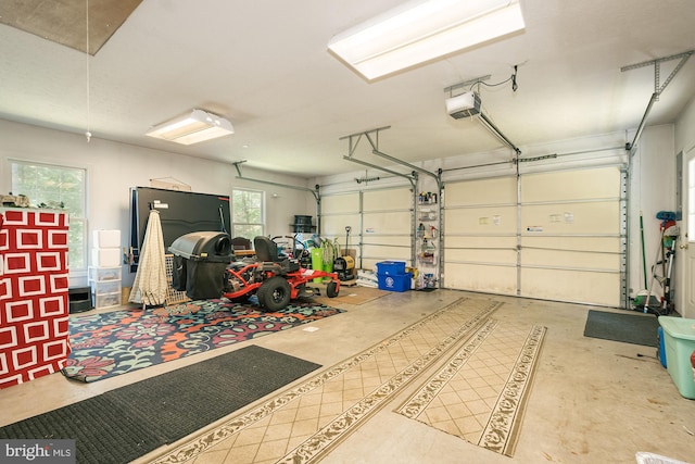 garage with a garage door opener