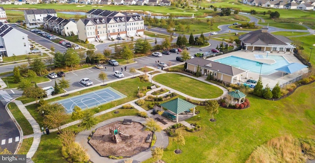 bird's eye view with a residential view