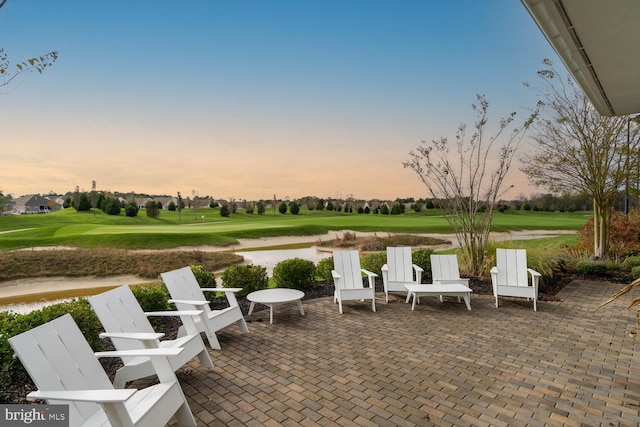 view of patio featuring view of golf course